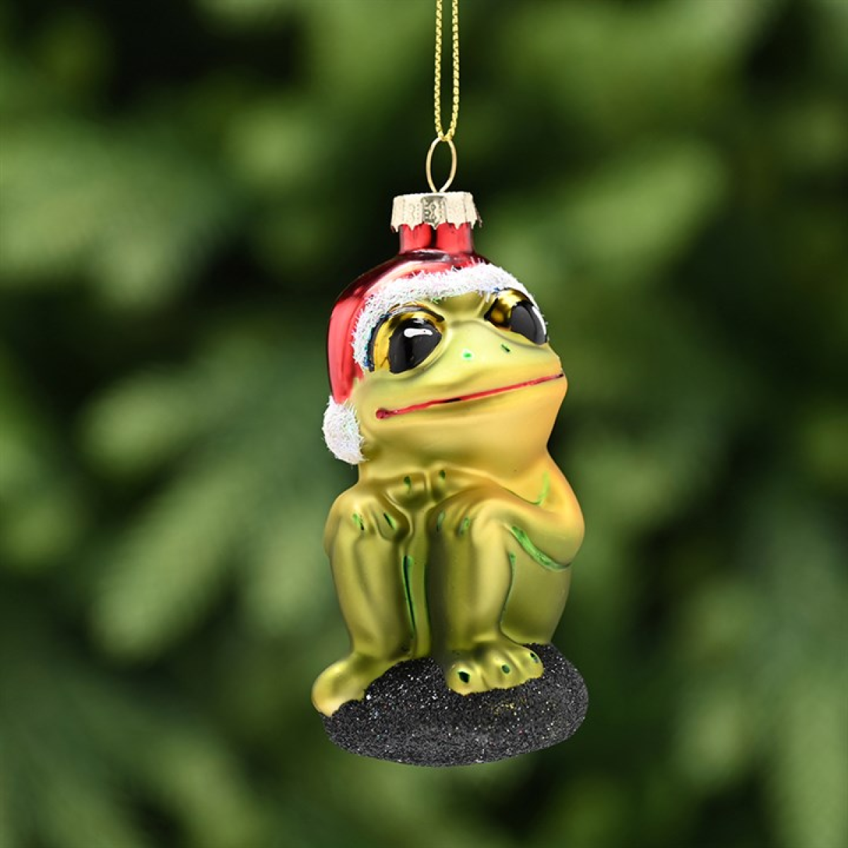 Christmas Frog Glass Hanging Decoration
