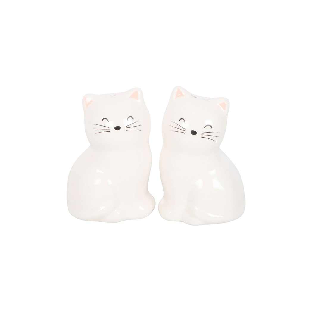 White Cat Shaped Salt and Pepper Shakers
