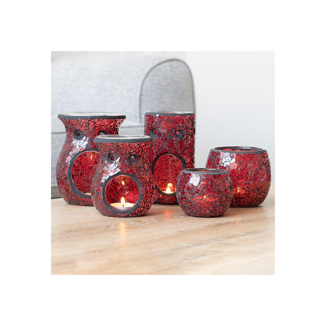 Red Pillar Crackle Glass Oil Burner and Wax Warmer