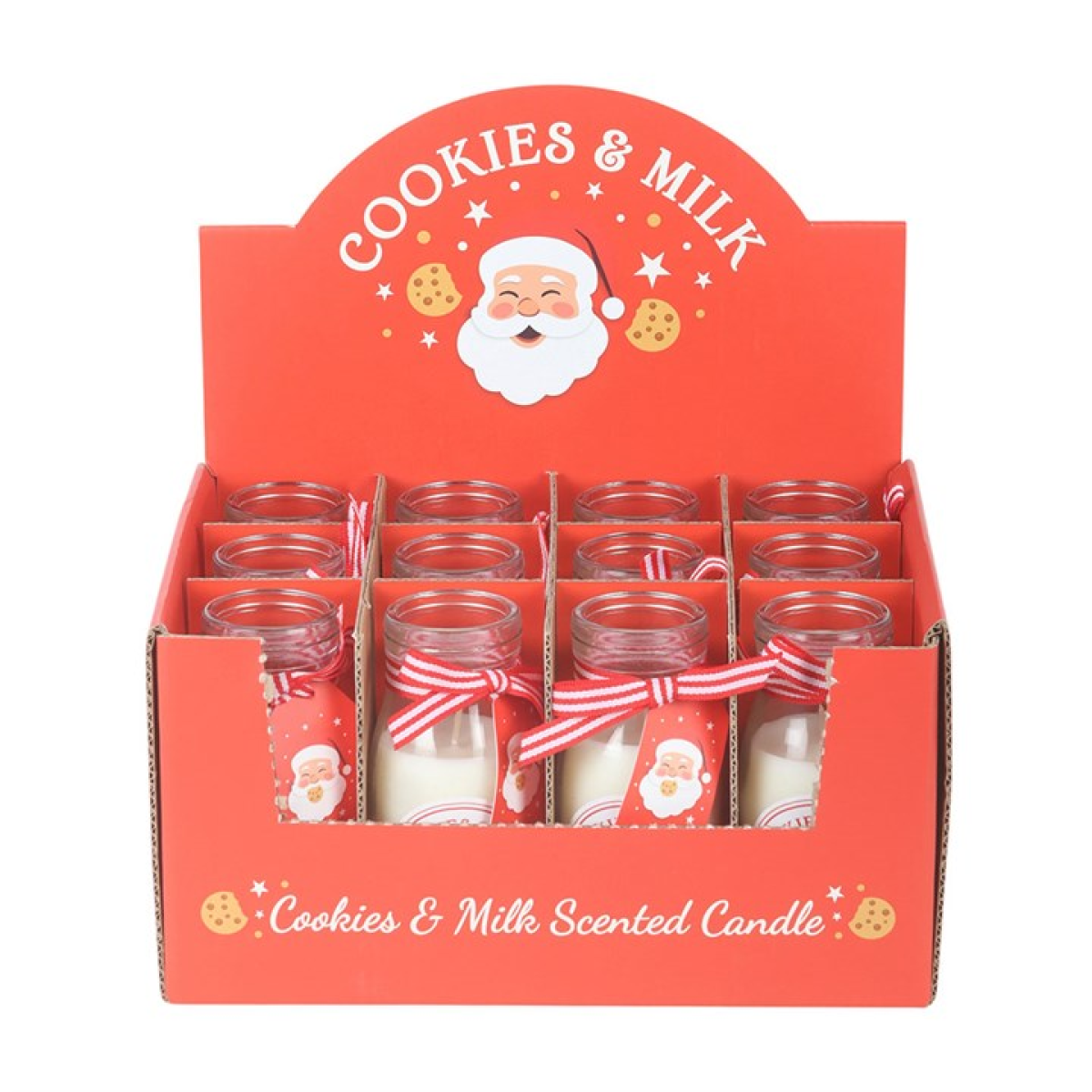 Set of 12 Cookies & Milk Scented Milk Bottle Candles in Display