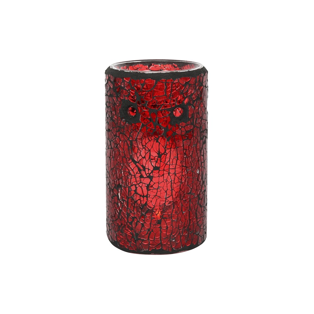 Red Pillar Crackle Glass Oil Burner and Wax Warmer