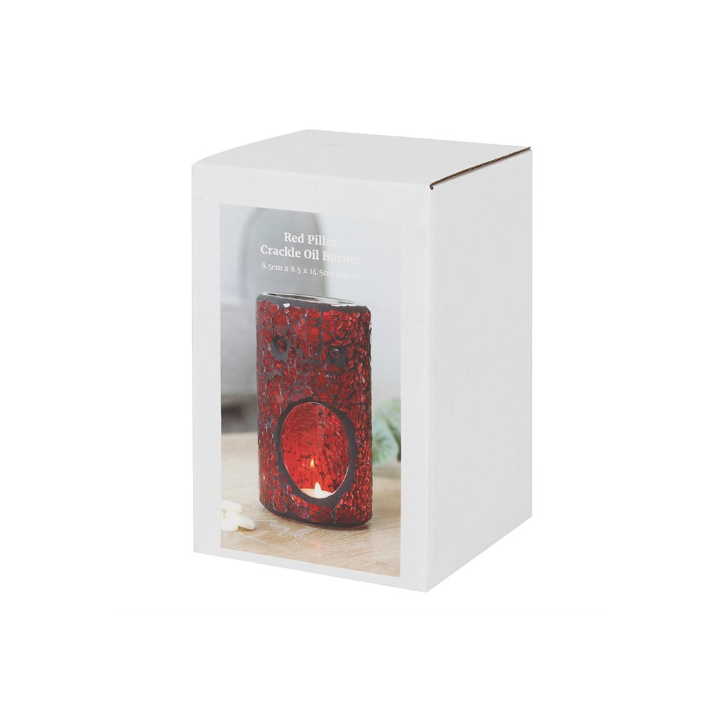 Red Pillar Crackle Glass Oil Burner and Wax Warmer
