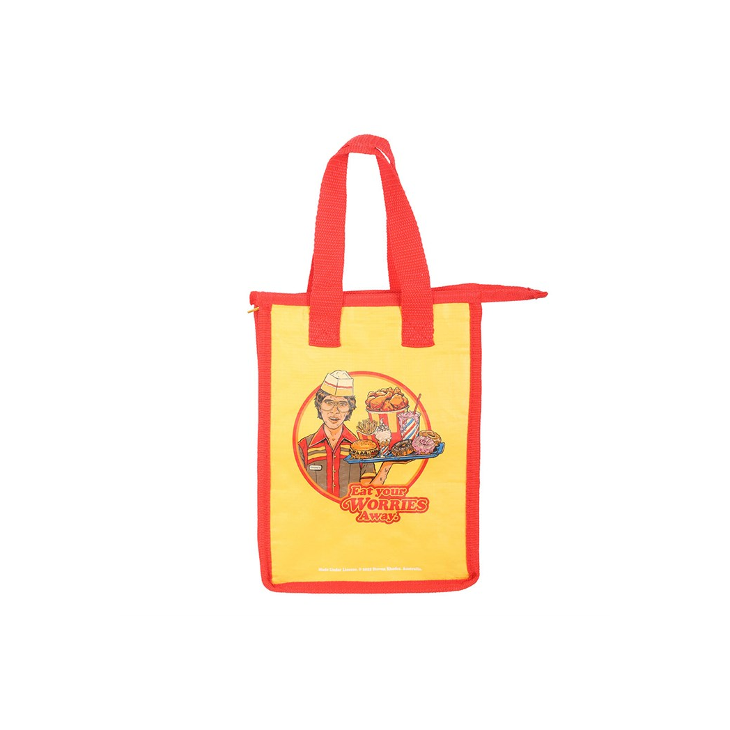 Eat Your Worries Lunch Bag by Steven Rhodes