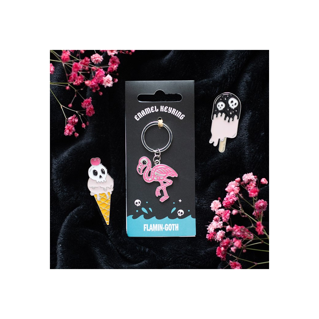 Flamin-goth Flamingo Keyring
