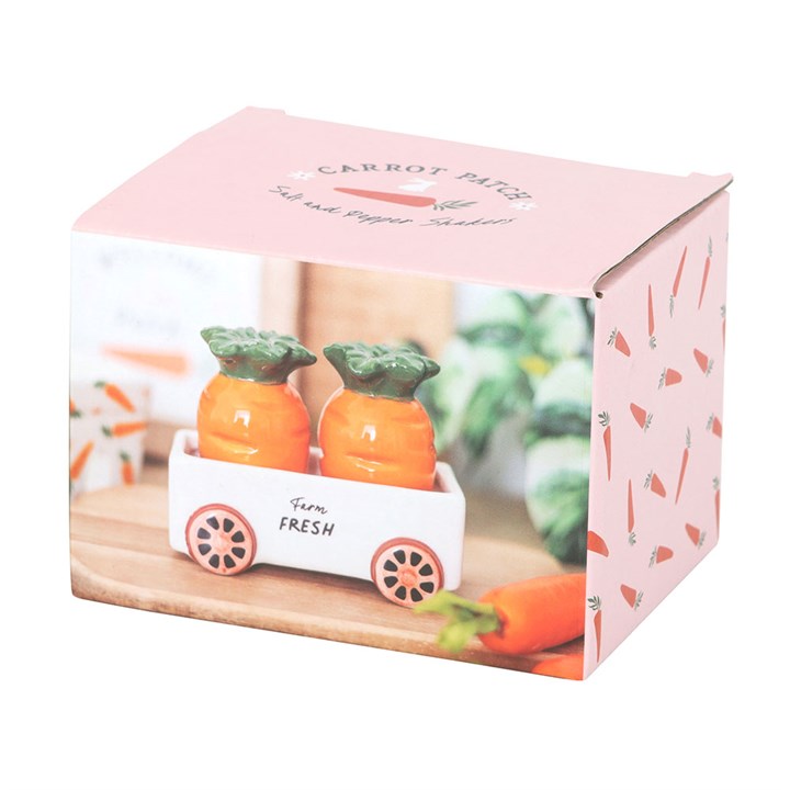 Carrot Salt and Pepper Shakers in Wagon