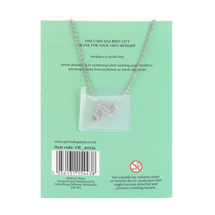 Green Aventurine Crystal Moon Necklace on Greeting Card