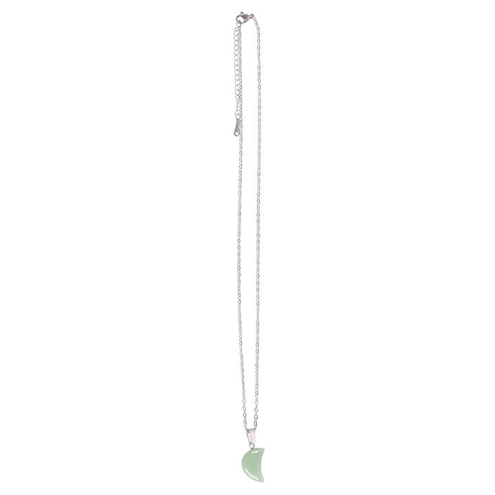 Green Aventurine Crystal Moon Necklace on Greeting Card