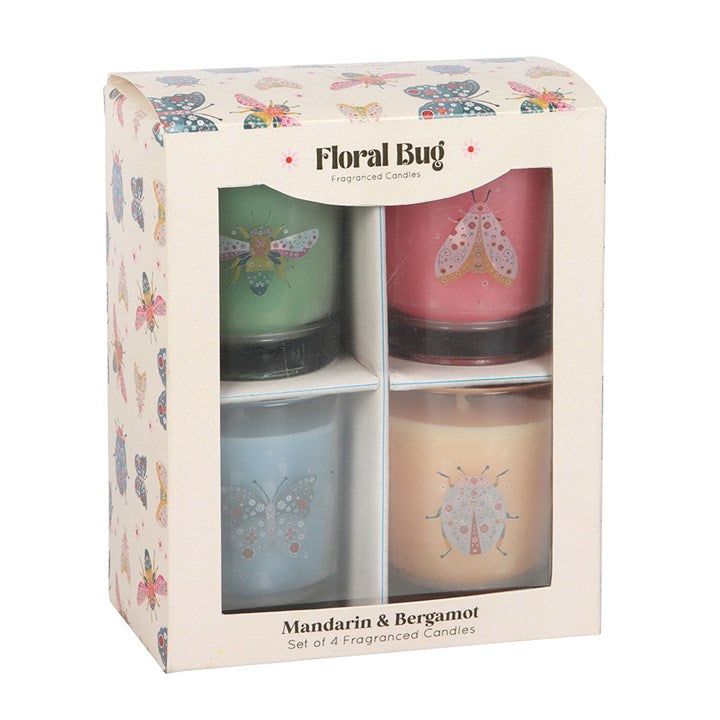 Set of 4 Floral Bug Mandarin & Bergamot Candles