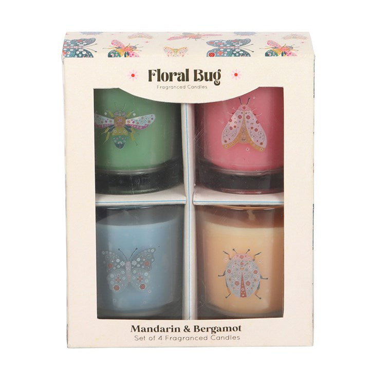 Set of 4 Floral Bug Mandarin & Bergamot Candles