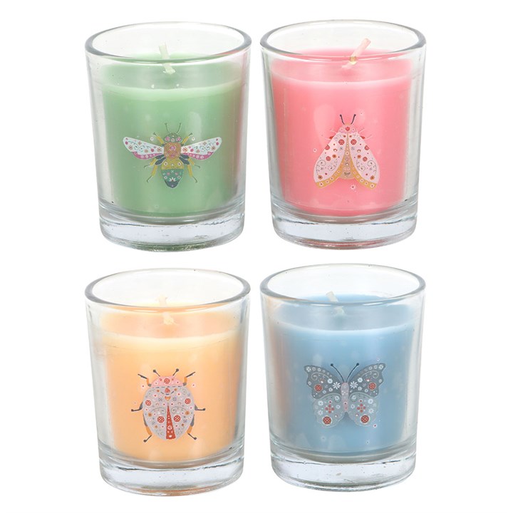 Set of 4 Floral Bug Mandarin & Bergamot Candles