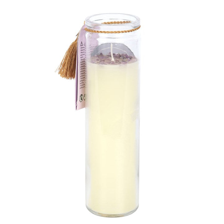 Selene Goddess Tube Candle with Amethyst Crystals