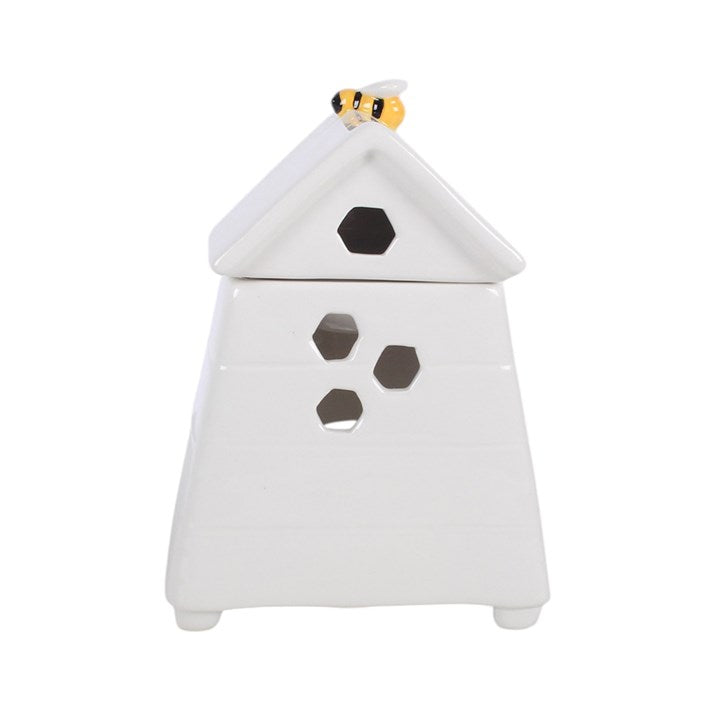 White Beehive Oil Burner and Wax Warmer with Bee