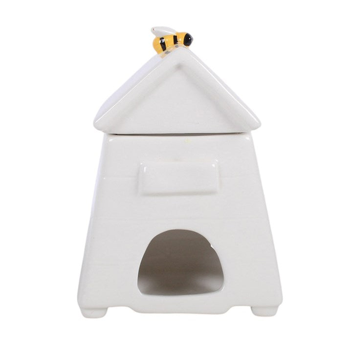 White Beehive Oil Burner and Wax Warmer with Bee