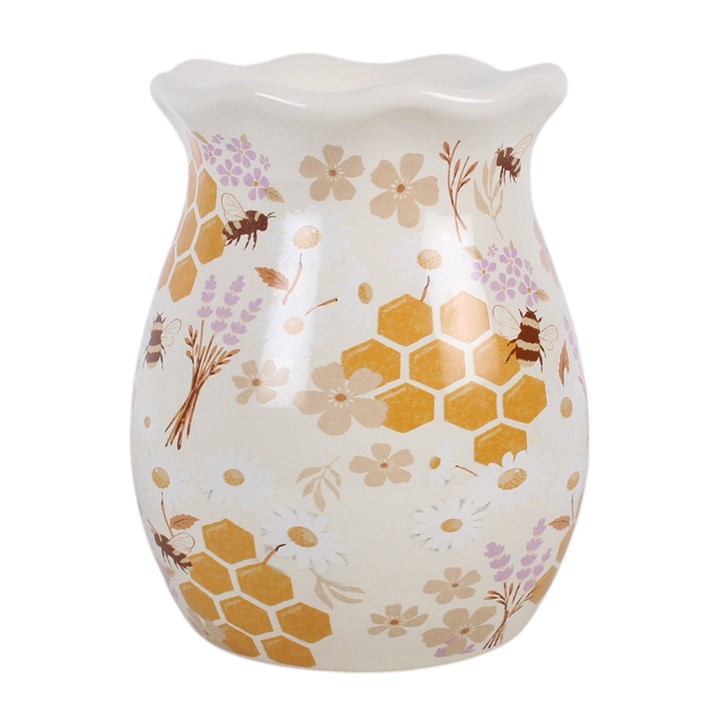 Honey Bee Print Fluted Oil Burner and Wax Warmer