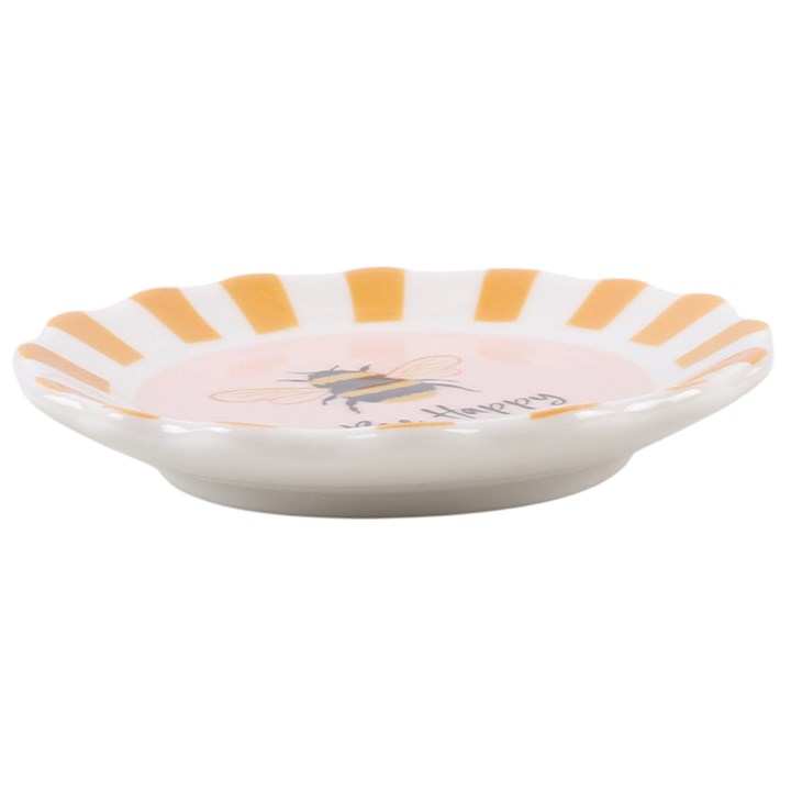 Striped Bee Happy Trinket Dish