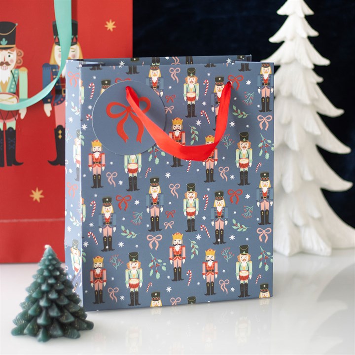 23cm Blue Nutcracker Print Gift Bag