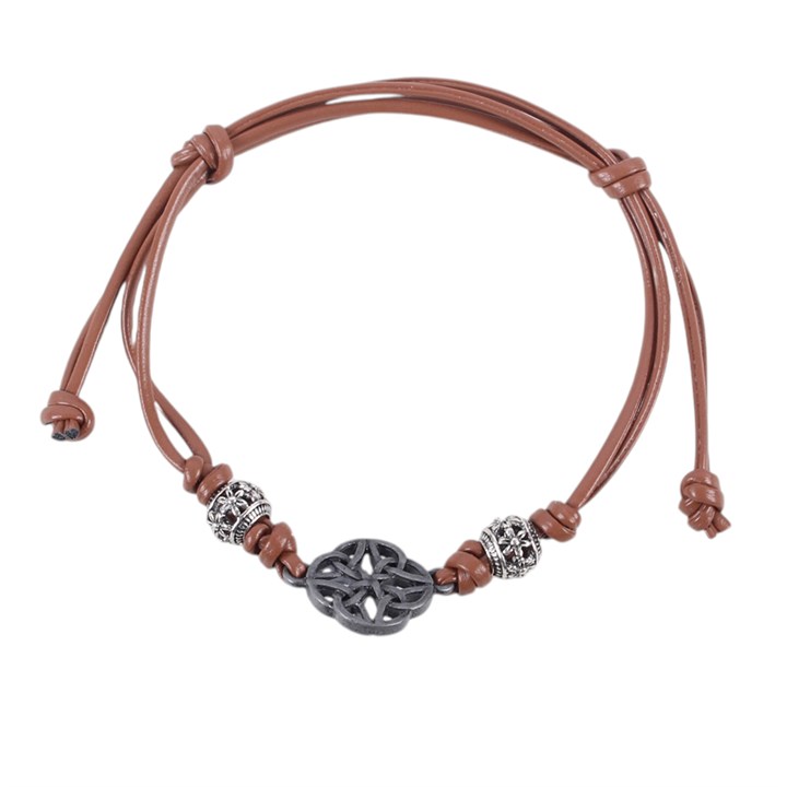 Brown Celtic Shield Knot Cord Bracelet