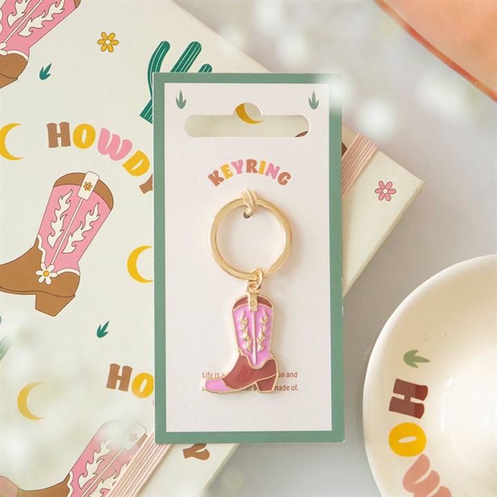 Pink Cowboy Boot Keyring