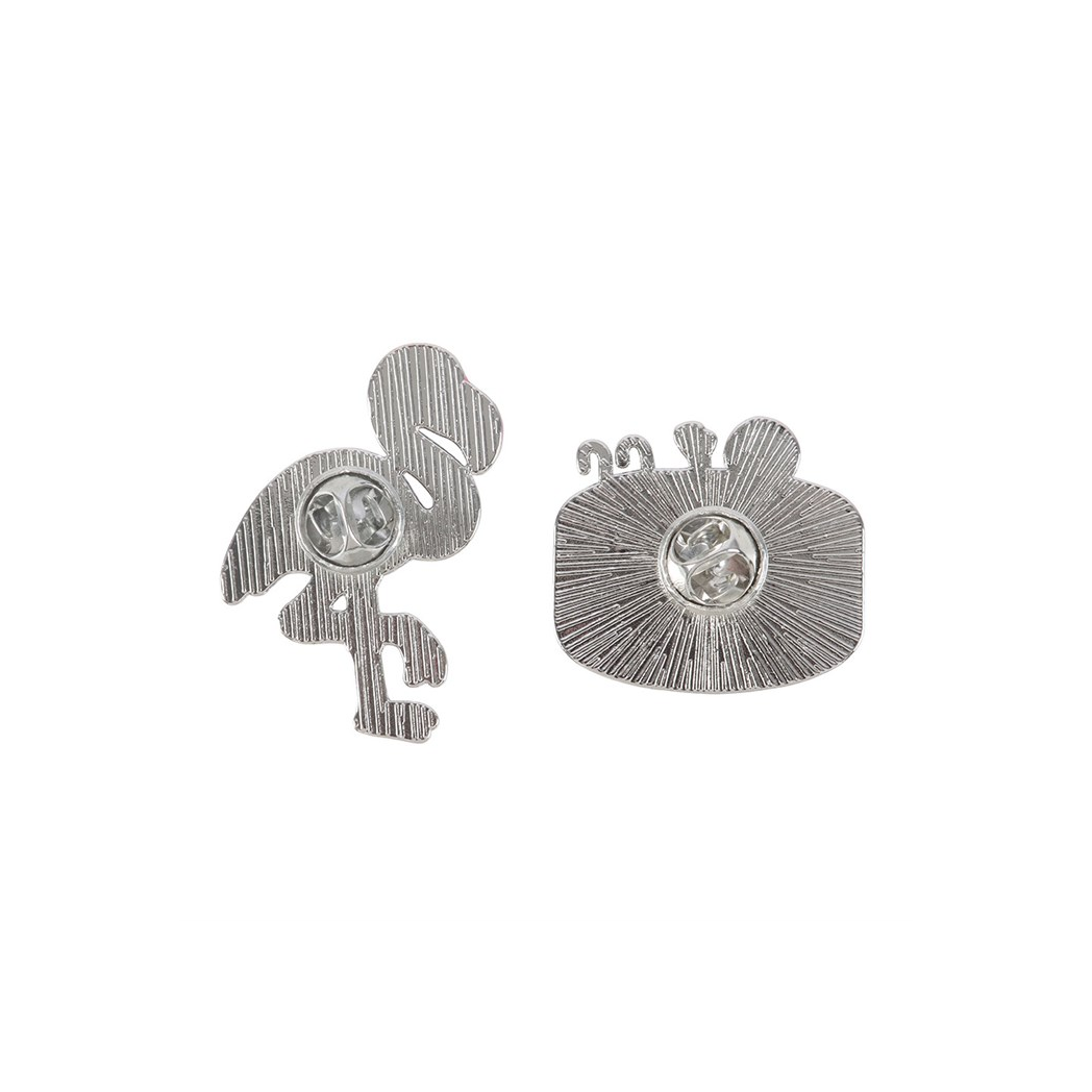 Dead Cool Skeleton and Flamingo Enamel Pin Badges