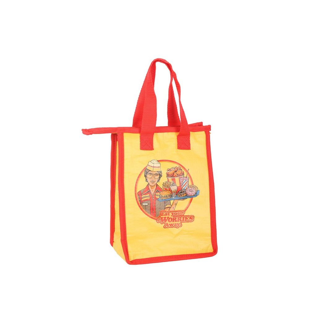 Eat Your Worries Lunch Bag by Steven Rhodes