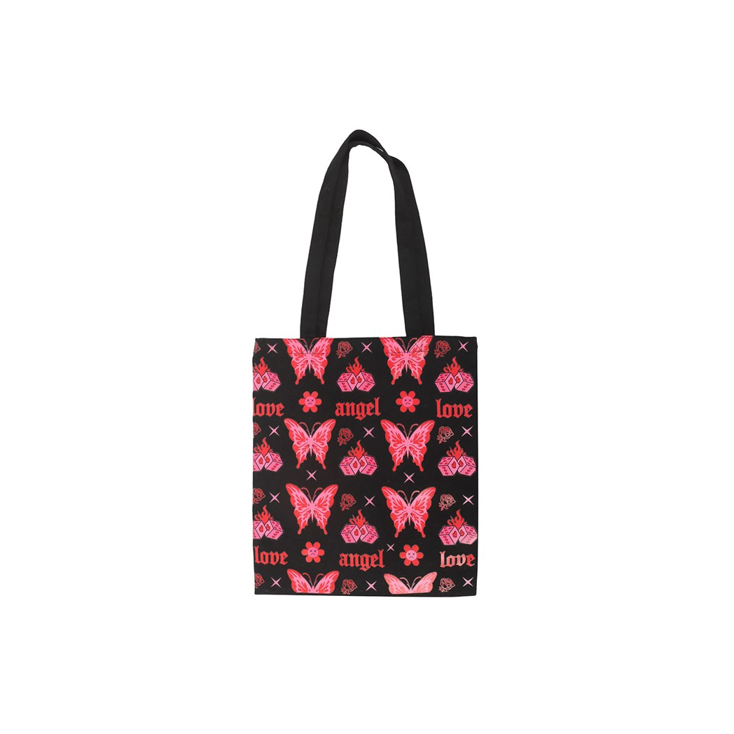 Flaming Butterfly Print Polycotton Tote Bag