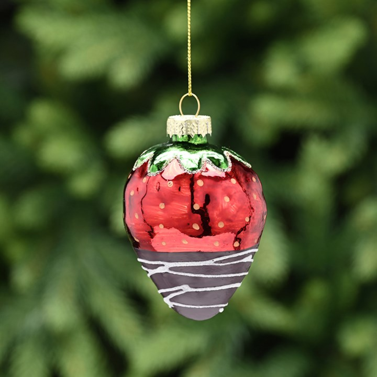 Chocolate Strawberry Glass Hanging Decoration