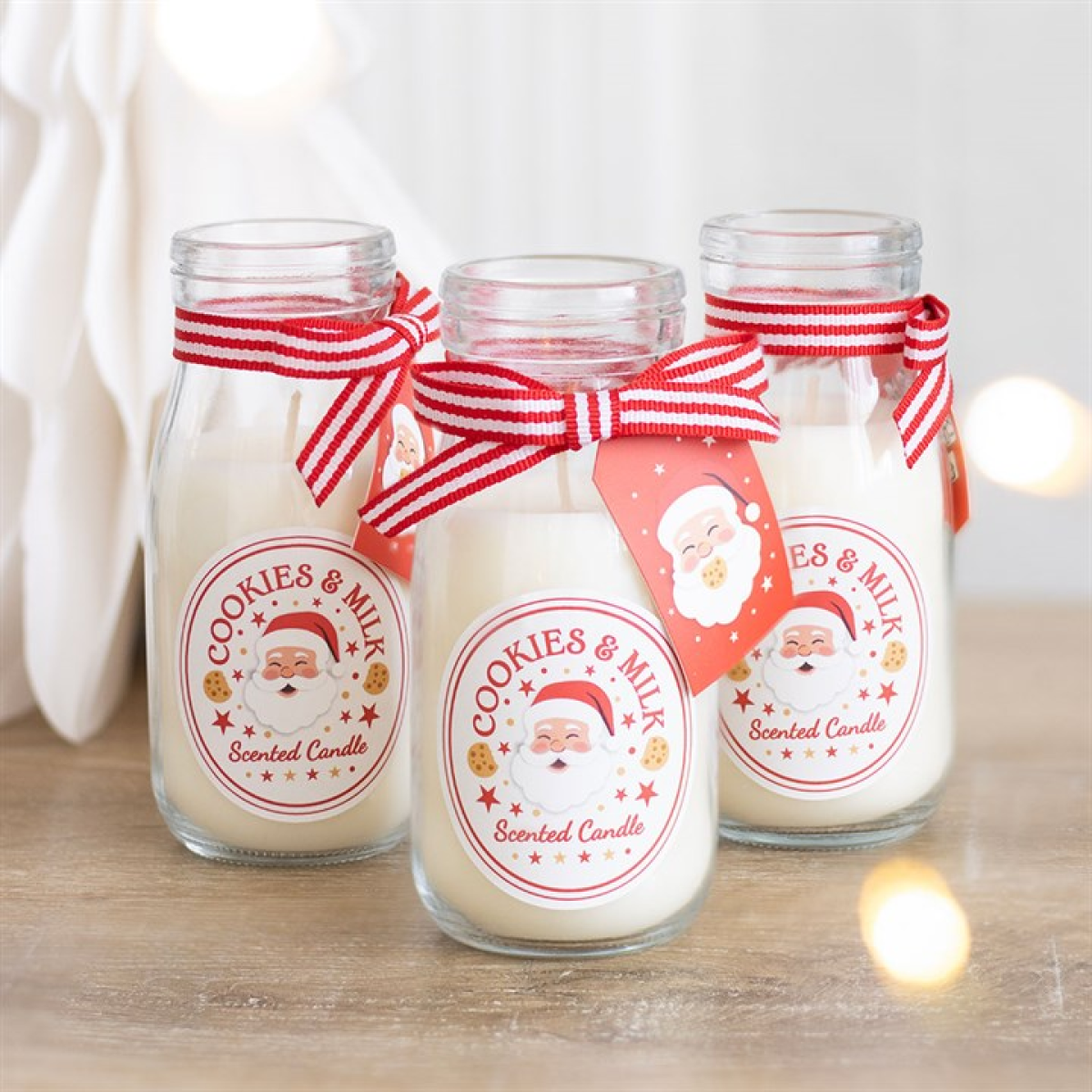 Set of 12 Cookies & Milk Scented Milk Bottle Candles in Display