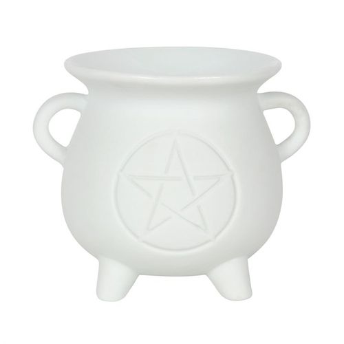 White Pentagram Cauldron Oil Burner and Wax Warmer