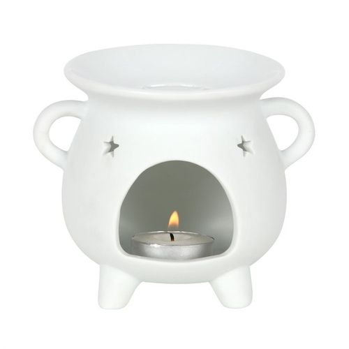 White Pentagram Cauldron Oil Burner and Wax Warmer