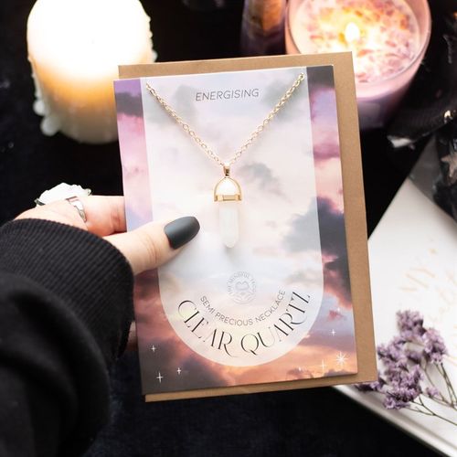 Clear Quartz Crystal Necklace Card