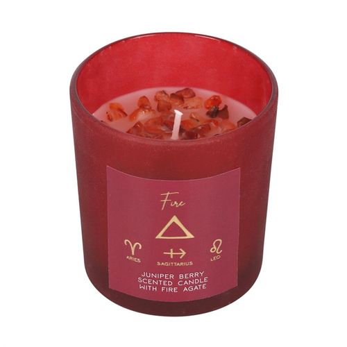 Fire Element Juniper Berry Crystal Chip Candle