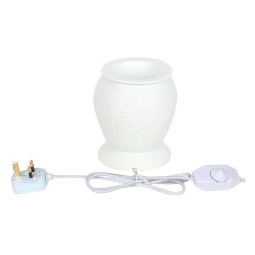 White Ceramic Buddha Electric Oil Burner and Wax Warmer