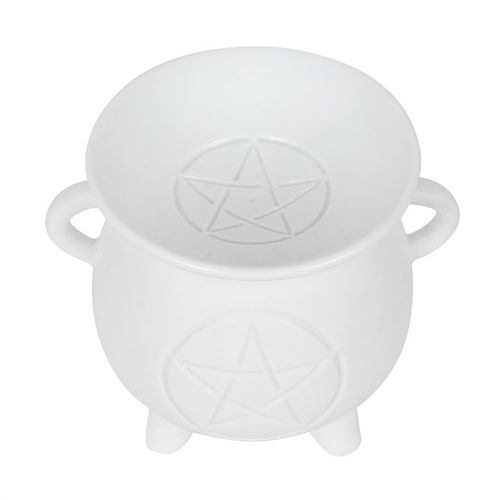 White Pentagram Cauldron Oil Burner and Wax Warmer